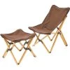 CAMPZ Bamboo Folding Chair Set With Cover And Footrest Brown/brown -Seatosummit shop campz bamboo folding chair set with cover and footrest brown brown 1