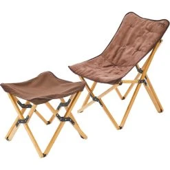 CAMPZ Bamboo Folding Chair Set With Cover And Footrest Brown/brown -Seatosummit shop campz bamboo folding chair set with cover and footrest brown brown 2