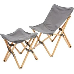 CAMPZ Beech Wood Folding Chair Set With Cover And Footrest Grey/brown